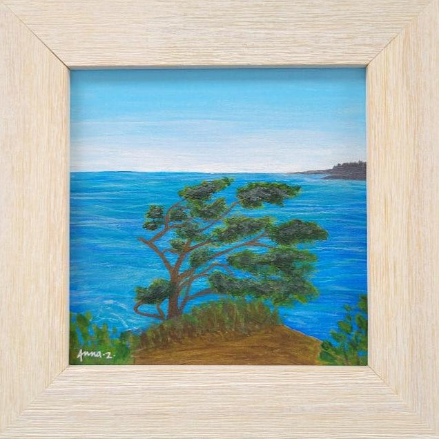 Original Painting by Annazach Art. A lone windswept tree clings to the rocky coast at the very end of Cape Flattery on the Olympic Peninsula.