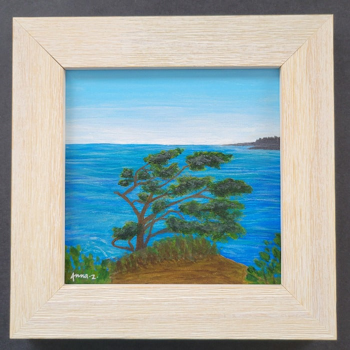 Original Painting by Annazach Art. A lone windswept tree clings to the rocky coast at the very end of Cape Flattery on the Olympic Peninsula. 